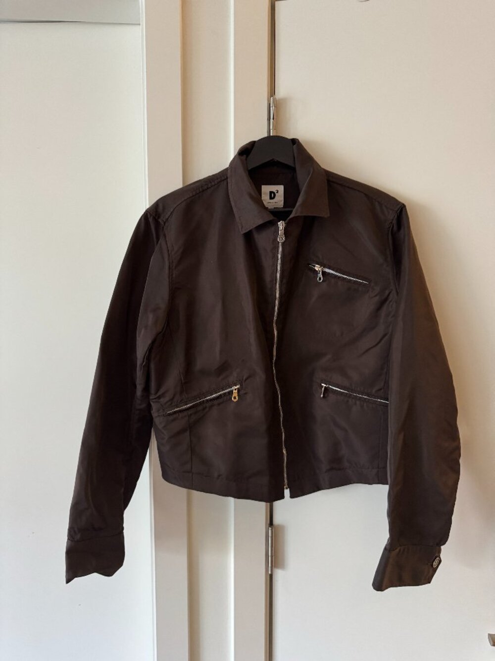 vintage d squared nylon brown jacket asymmetrical size 50 made in italy